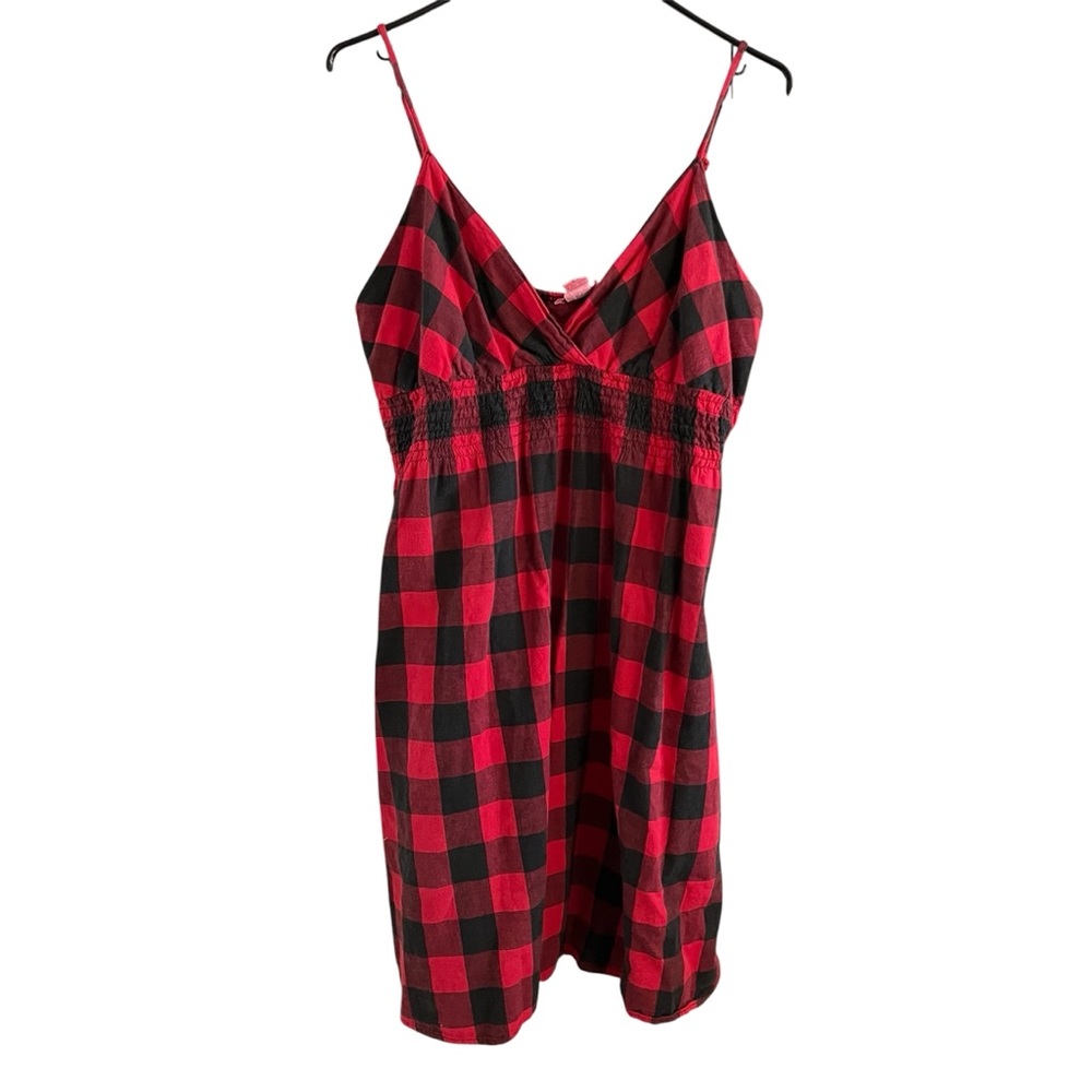 SHES COOL Red and Black Buffalo Plaid Cami Dress XL